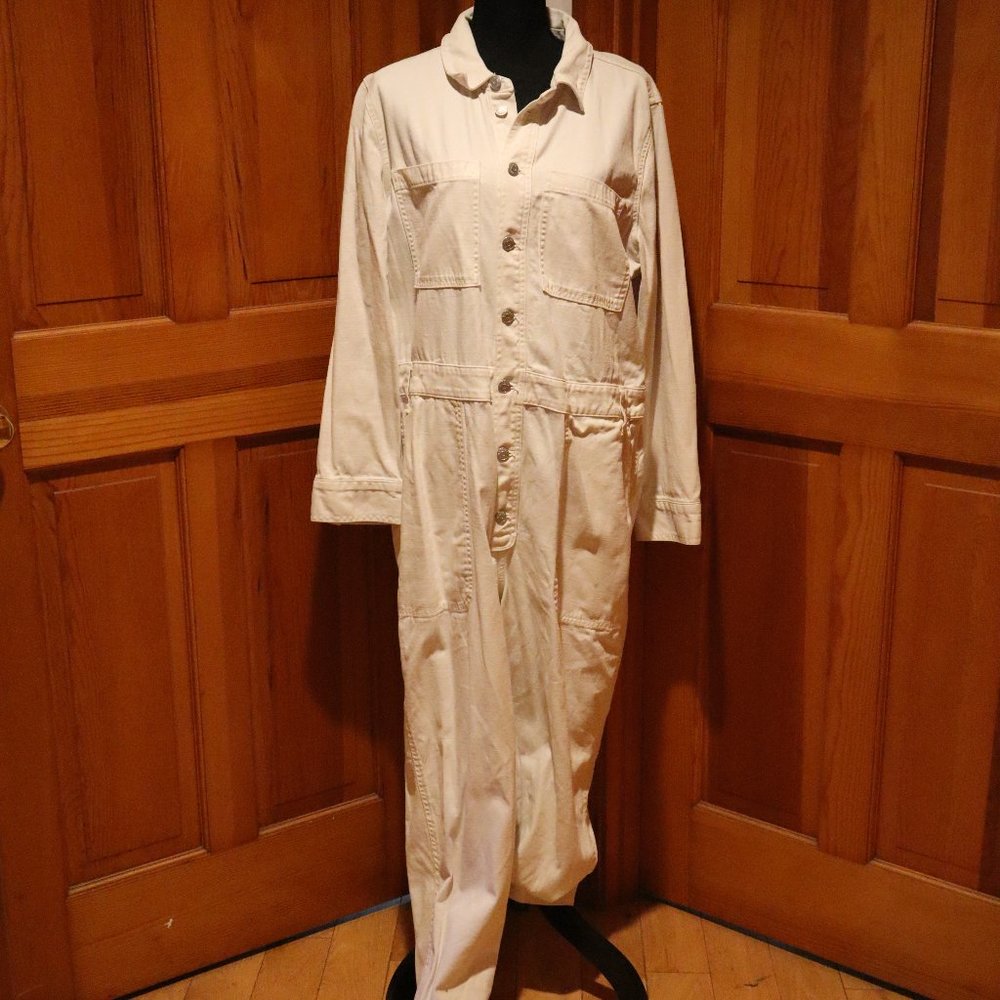 Madewell White Garment-Dyed Relaxed Coverall Jumpsuit